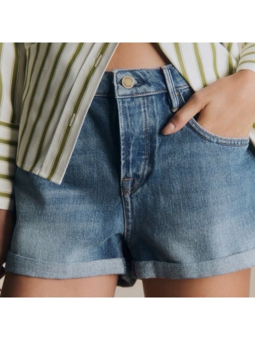 Sezane Niels Jeans Shorts Cuffed Size 38 / US 8